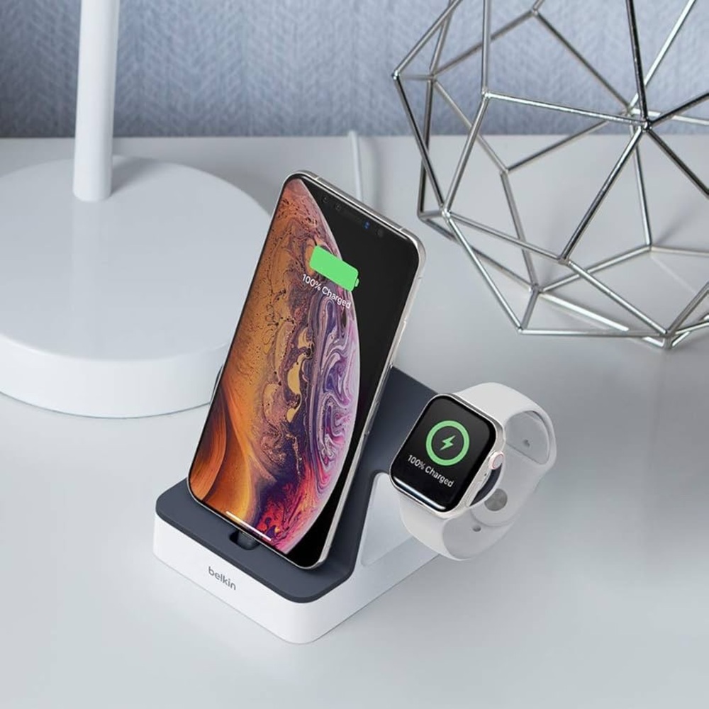 Belkin Powerhouse Charging Dock for Pad Apple Watch iPhone black and white